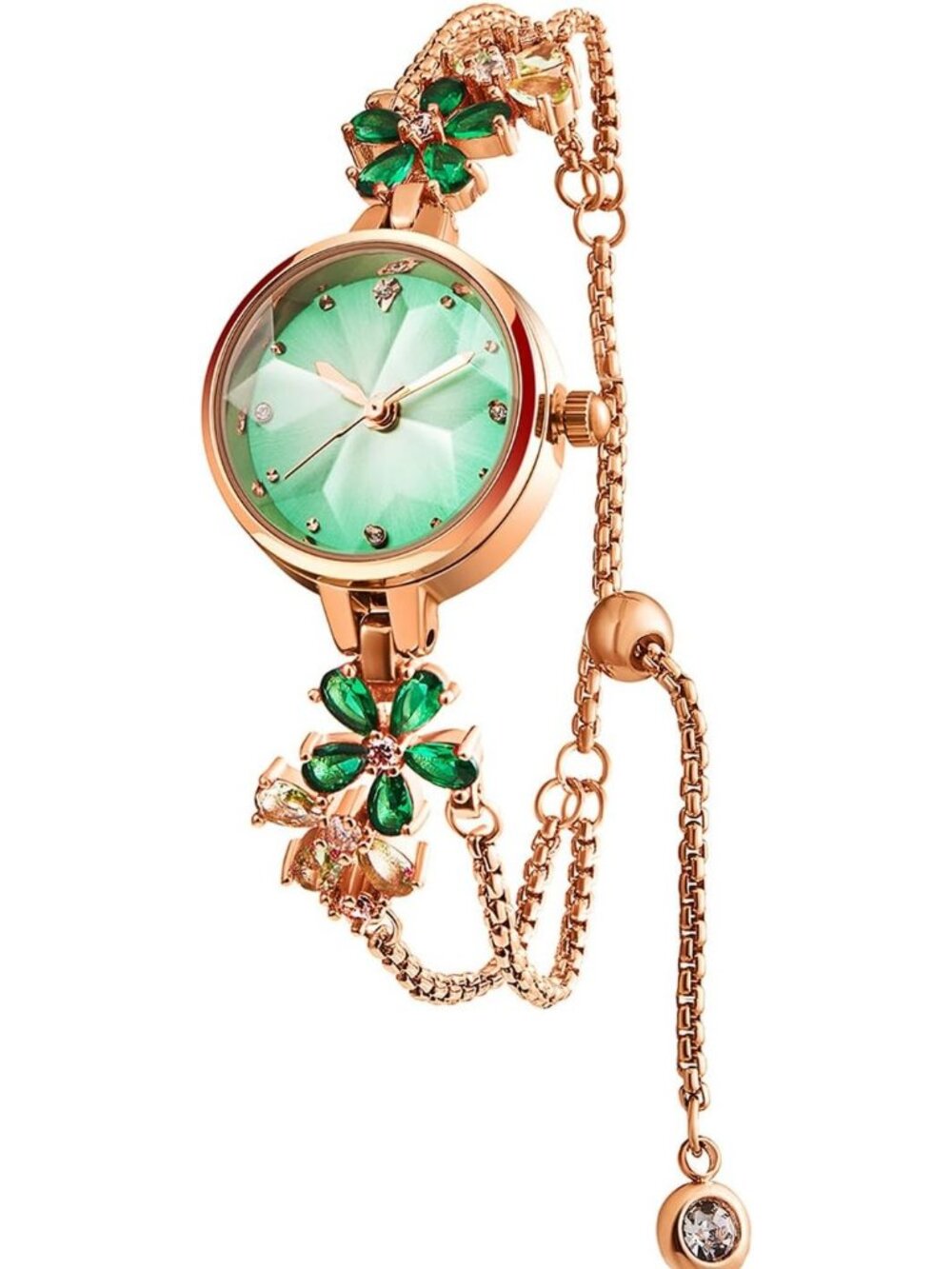 Women's Green Ladies Bracelet Quartz Stainless Steel Luxury Dress Wrist Watch